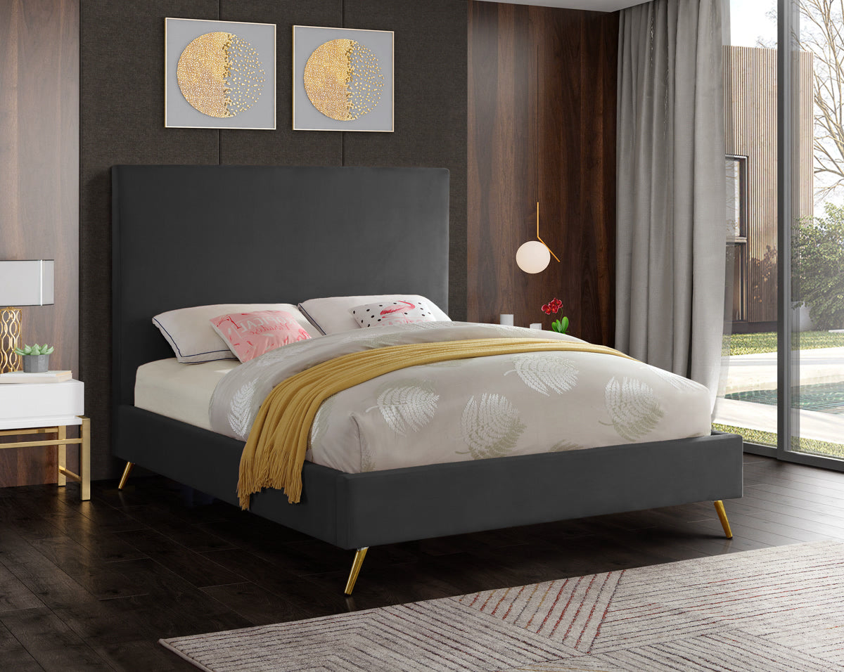 Meridian Furniture Jasmine Grey Velvet King Bed