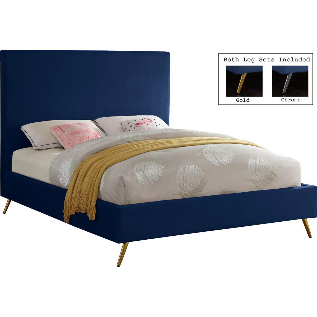 Meridian Furniture Jasmine Navy Velvet Full BedMeridian Furniture - Full Bed - Minimal And Modern - 1