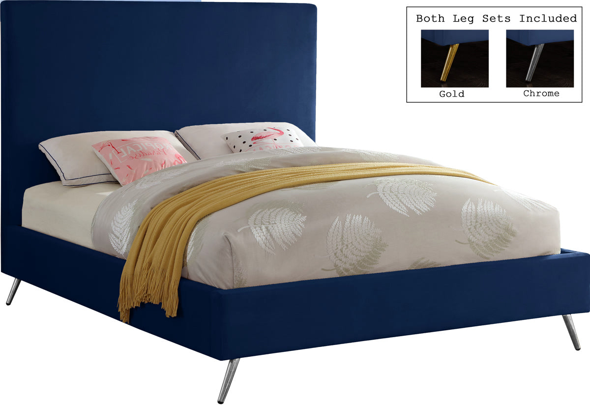 Meridian Furniture Jasmine Navy Velvet Full Bed