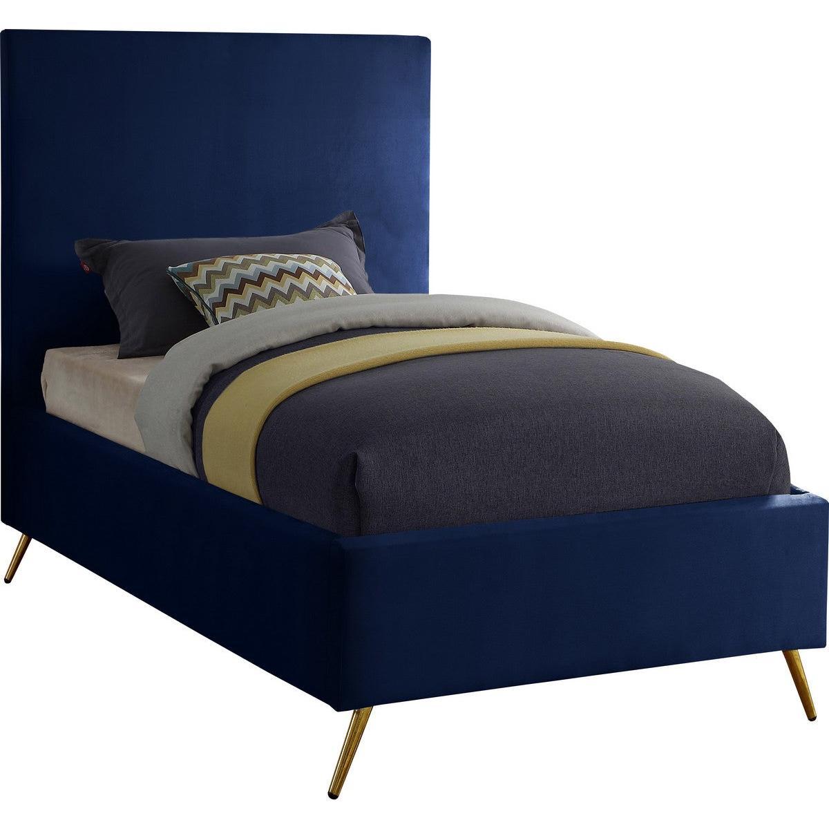 Meridian Furniture Jasmine Navy Velvet Twin BedMeridian Furniture - Twin Bed - Minimal And Modern - 1