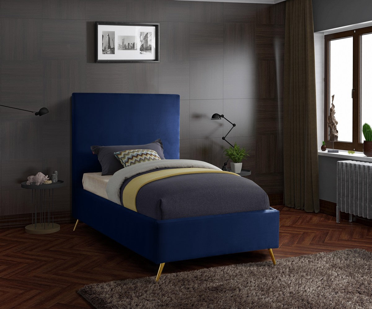 Meridian Furniture Jasmine Navy Velvet Twin Bed