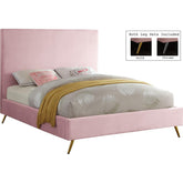Meridian Furniture Jasmine Pink Velvet Full BedMeridian Furniture - Full Bed - Minimal And Modern - 1