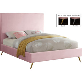 Meridian Furniture Jasmine Pink Velvet Full BedMeridian Furniture - Full Bed - Minimal And Modern - 1