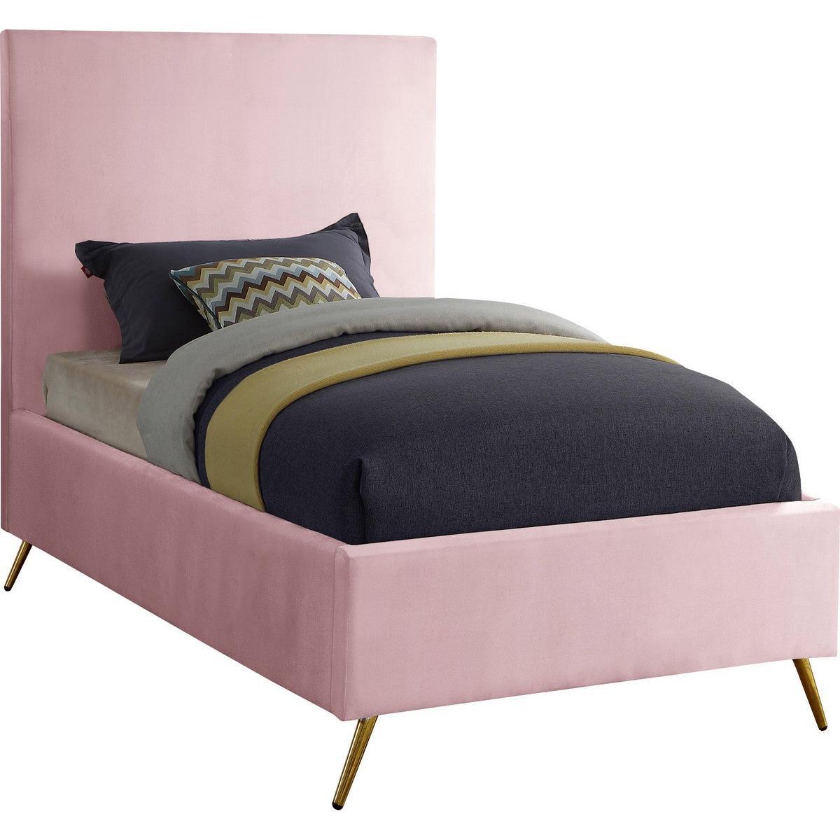 Meridian Furniture Jasmine Pink Velvet Twin BedMeridian Furniture - Twin Bed - Minimal And Modern - 1