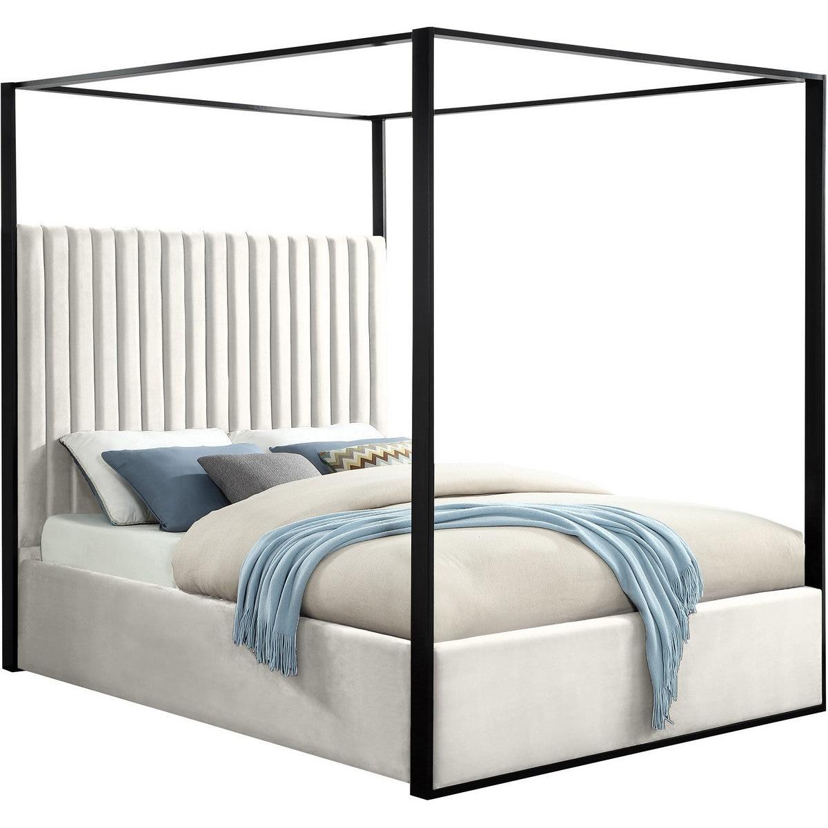 Meridian Furniture Jax Cream Velvet King BedMeridian Furniture - King Bed - Minimal And Modern - 1