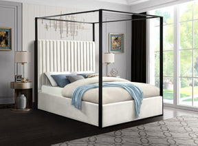 Meridian Furniture Jax Cream Velvet Queen Bed