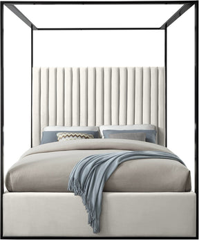 Meridian Furniture Jax Cream Velvet Queen Bed