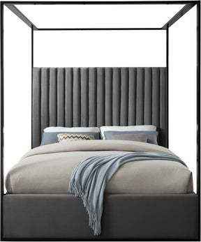Meridian Furniture Jax Grey Velvet King Bed