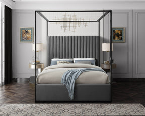 Meridian Furniture Jax Grey Velvet King Bed