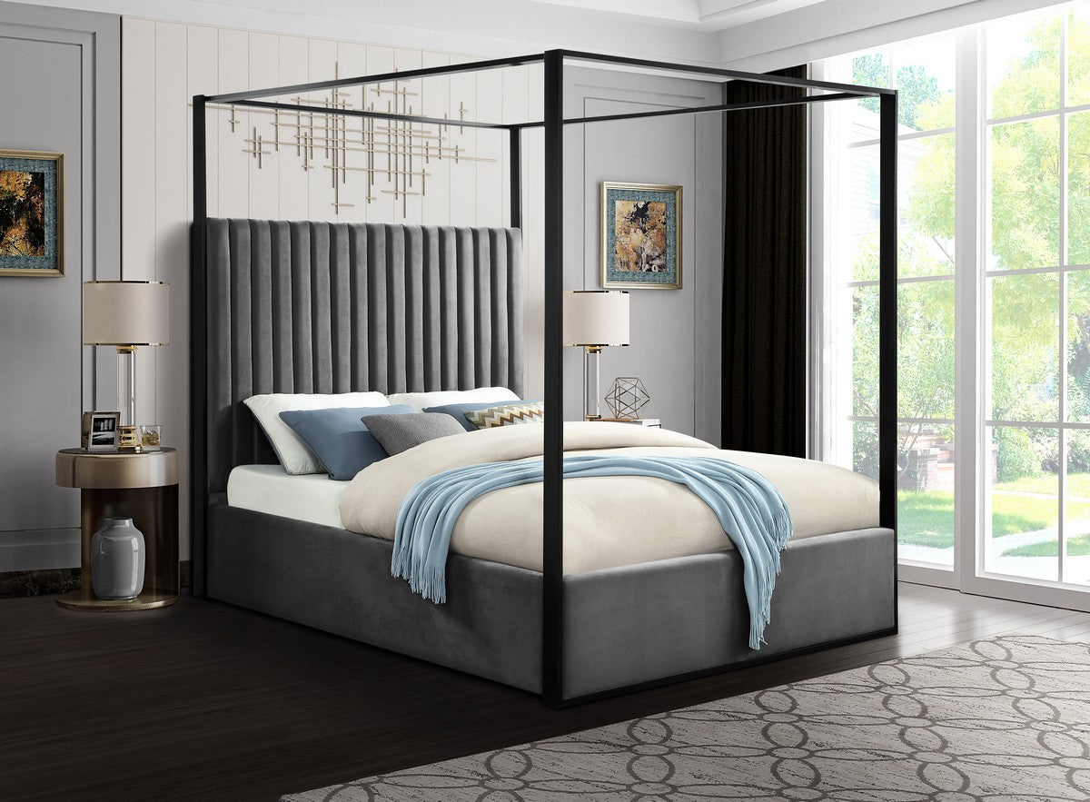 Meridian Furniture Jax Grey Velvet Queen Bed