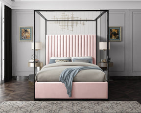 Meridian Furniture Jax Pink Velvet King Bed