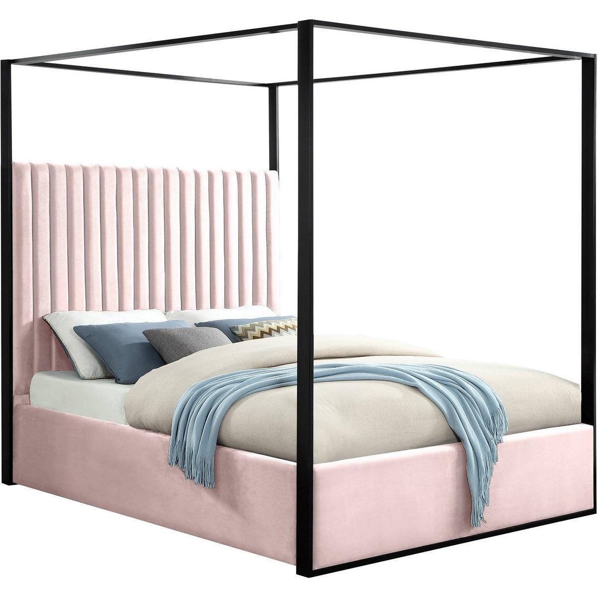 Meridian Furniture Jax Pink Velvet Queen BedMeridian Furniture - Queen Bed - Minimal And Modern - 1