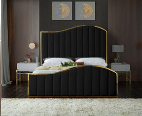 Meridian Furniture Jolie Black Velvet King Bed (3 Boxes)