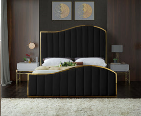 Meridian Furniture Jolie Black Velvet Queen Bed