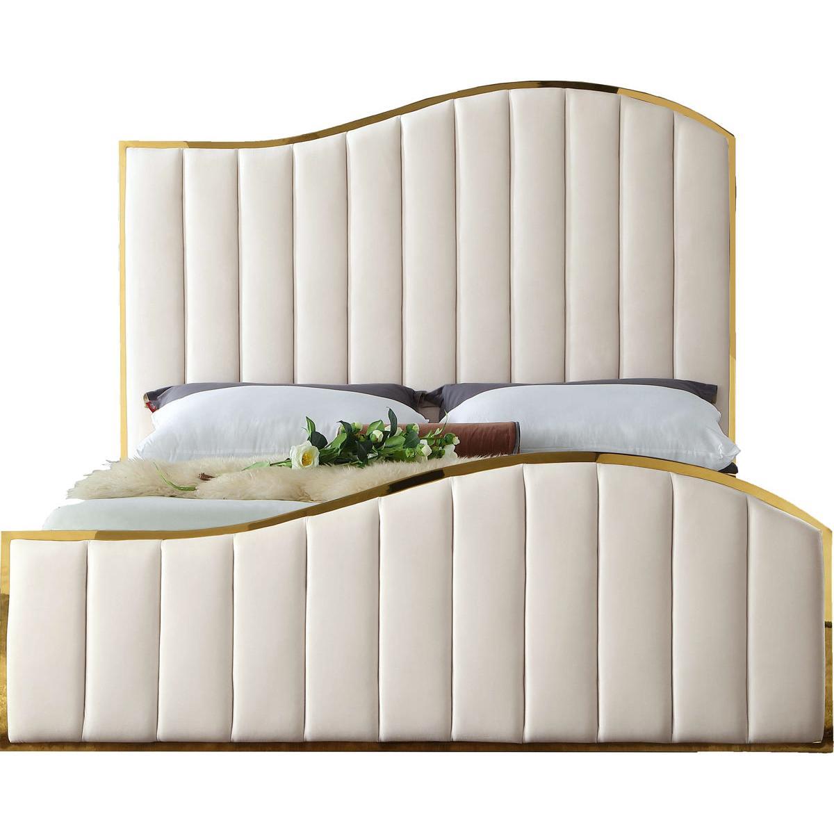 Meridian Furniture Jolie Cream Velvet King BedMeridian Furniture - Bed - Minimal And Modern - 1