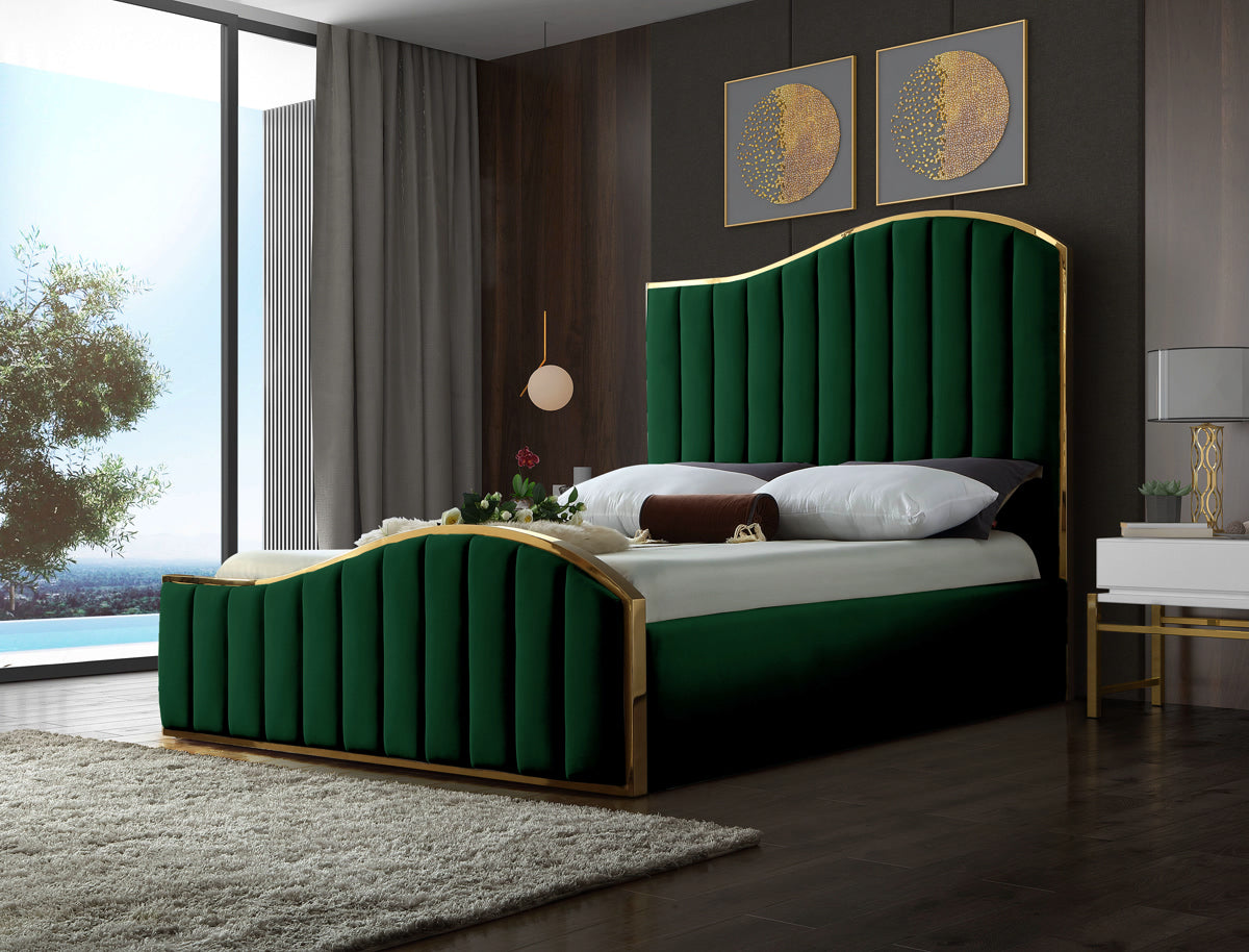 Meridian Furniture Jolie Green Velvet King Bed