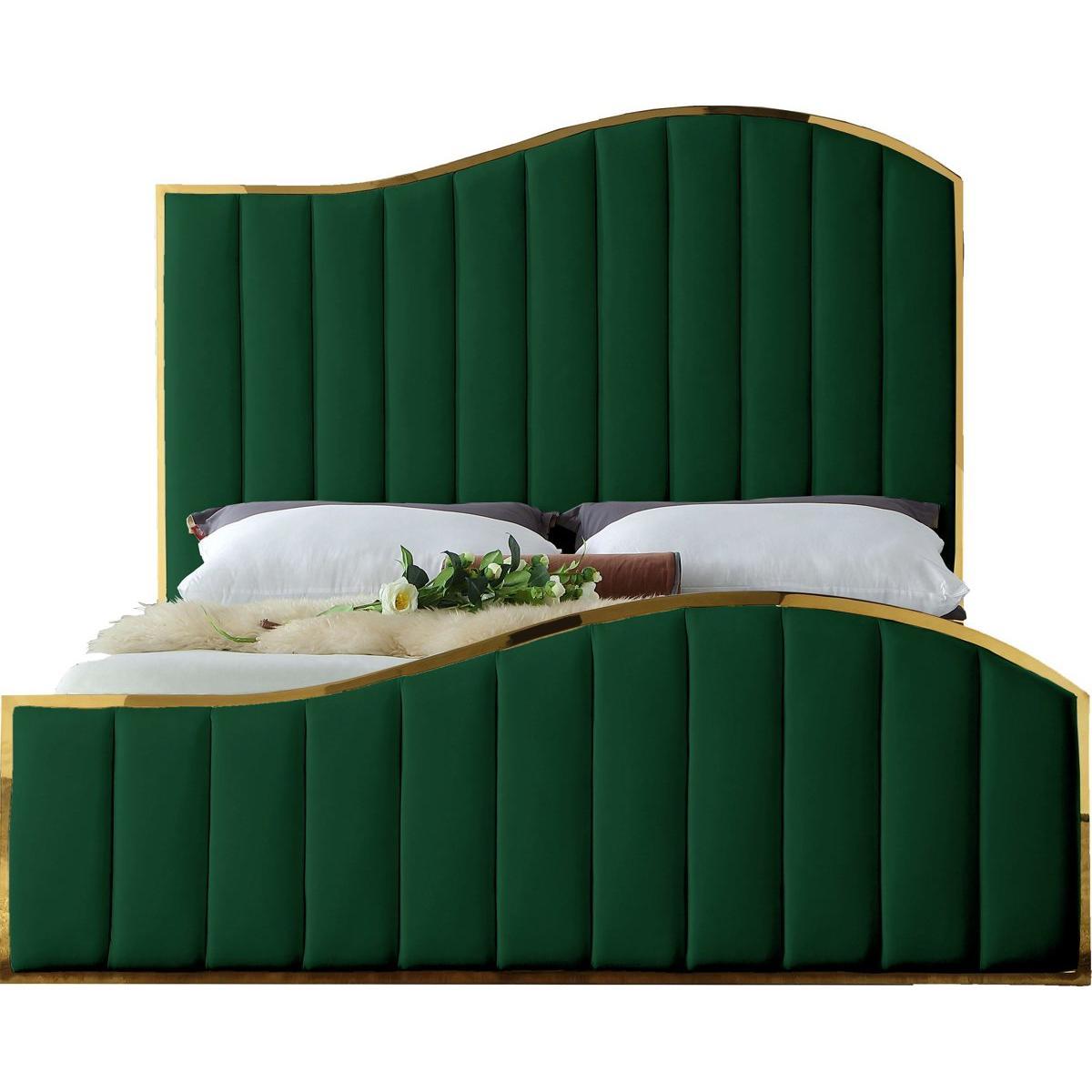 Meridian Furniture Jolie Green Velvet Queen Bed (3 Boxes)Meridian Furniture - Queen Bed (3 Boxes) - Minimal And Modern - 1