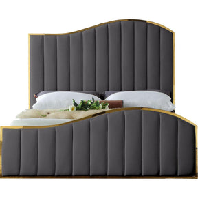 Meridian Furniture Jolie Grey Velvet Queen BedMeridian Furniture - Bed - Minimal And Modern - 1