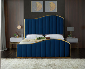 Meridian Furniture Jolie Navy Velvet King Bed