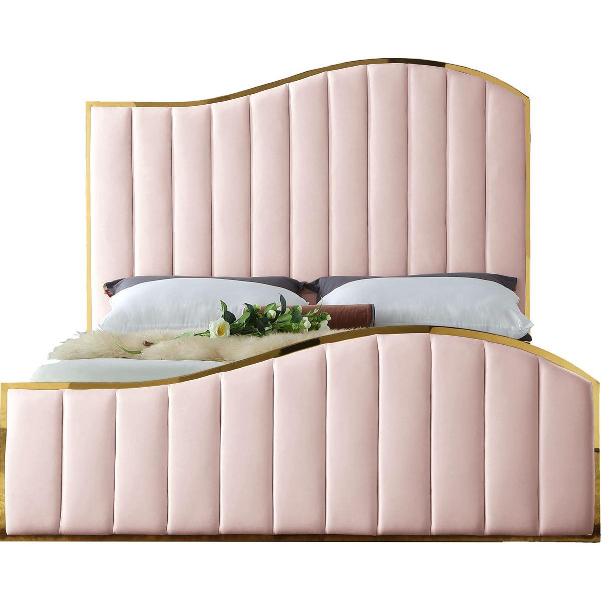 Meridian Furniture Jolie Pink Velvet King BedMeridian Furniture - Bed - Minimal And Modern - 1