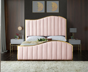 Meridian Furniture Jolie Pink Velvet King Bed