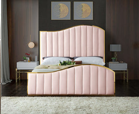 Meridian Furniture Jolie Pink Velvet King Bed (3 Boxes)