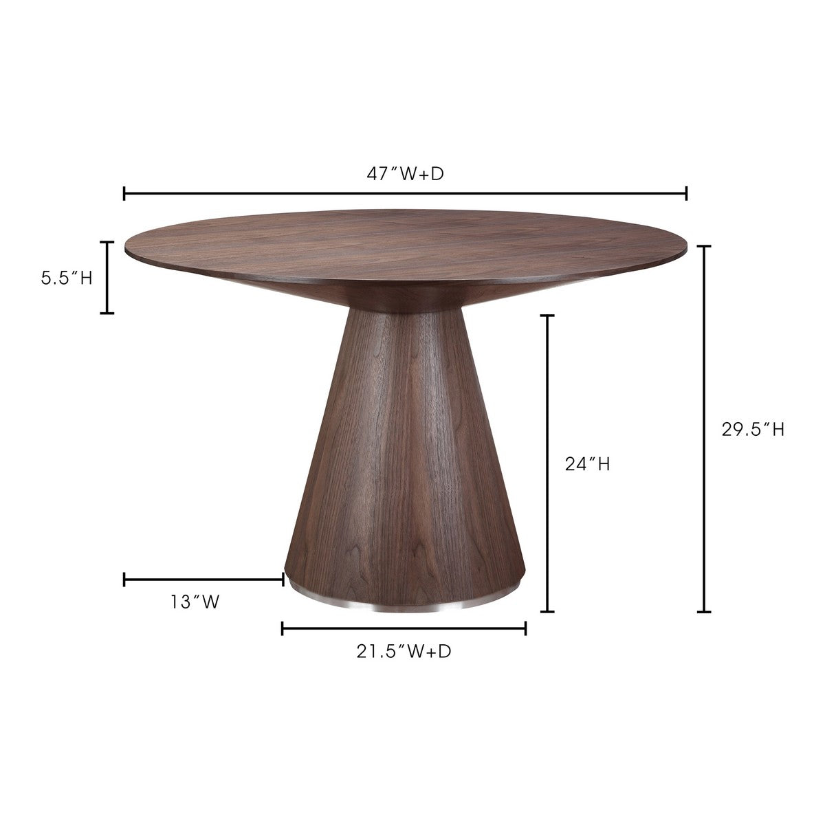 Moe's Home Collection Otago Dining Table Round Walnut - KC-1028-03