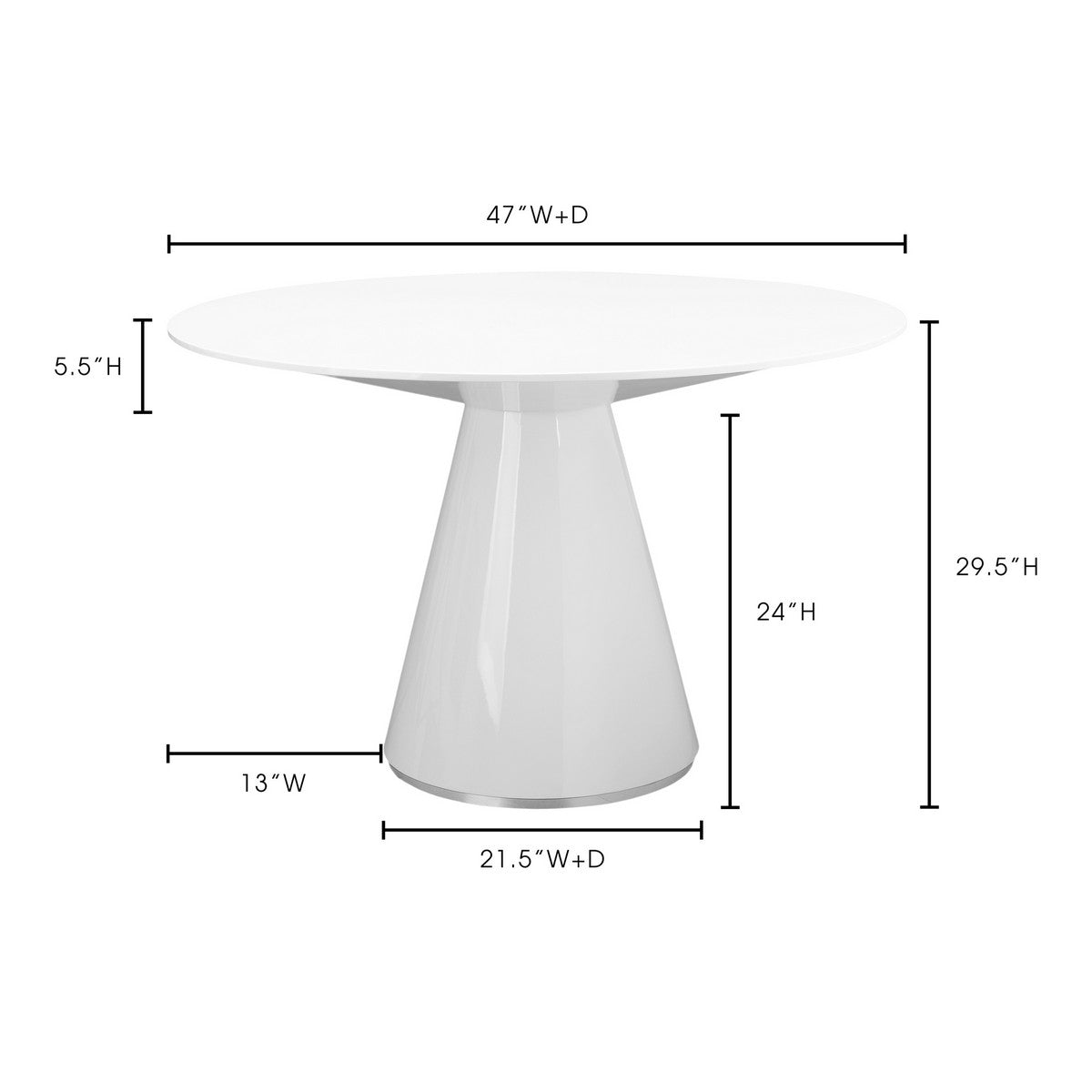Moe's Home Collection Otago Dining Table Round White - KC-1028-18