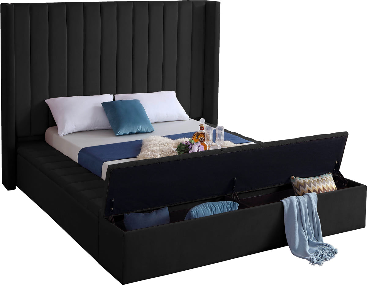 Meridian Furniture Kiki Black Velvet Full Bed
