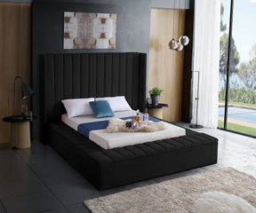 Meridian Furniture Kiki Black Velvet King Bed (3 Boxes)