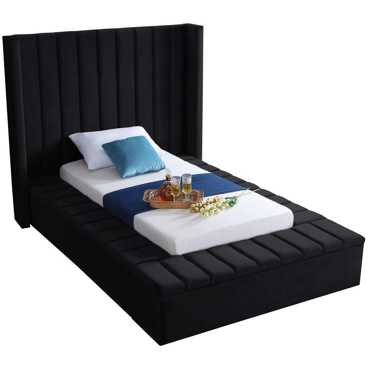 Meridian Furniture Kiki Black Velvet Twin BedMeridian Furniture - Bed - Minimal And Modern - 1