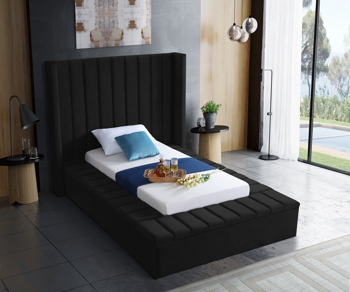 Meridian Furniture Kiki Black Velvet Twin Bed