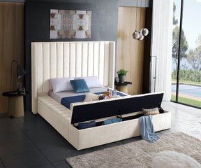 Meridian Furniture Kiki Cream Velvet Full Bed (3 Boxes)