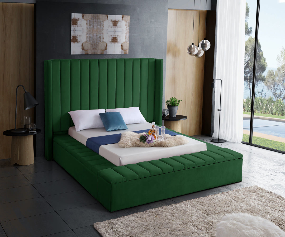 Meridian Furniture Kiki Green Velvet Full Bed