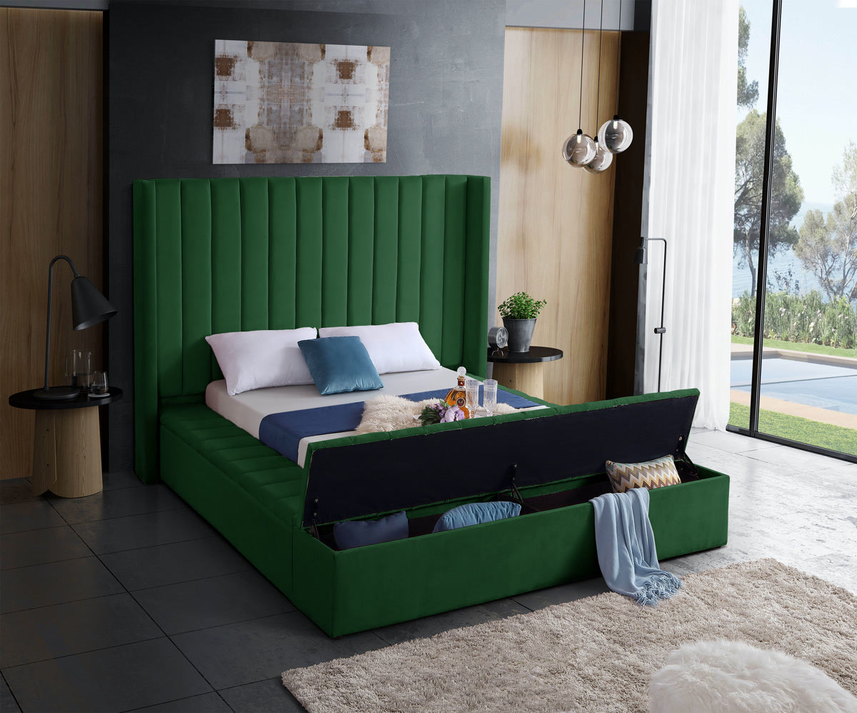 Meridian Furniture Kiki Green Velvet Full Bed
