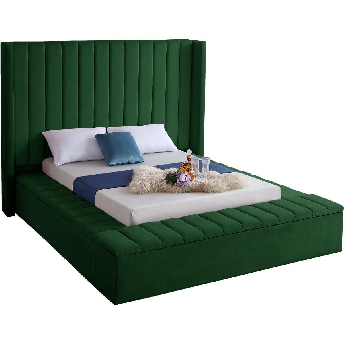 Meridian Furniture Kiki Green Velvet King Bed (3 Boxes)Meridian Furniture - King Bed (3 Boxes) - Minimal And Modern - 1