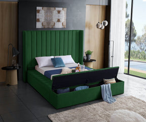Meridian Furniture Kiki Green Velvet King Bed (3 Boxes)