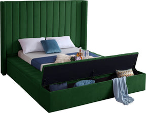 Meridian Furniture Kiki Green Velvet Queen Bed (3 Boxes)