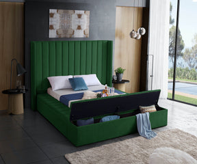 Meridian Furniture Kiki Green Velvet Queen Bed