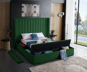 Meridian Furniture Kiki Green Velvet Queen Bed (3 Boxes)