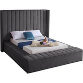 Meridian Furniture Kiki Grey Velvet Full Bed (3 Boxes)Meridian Furniture - Full Bed (3 Boxes) - Minimal And Modern - 1
