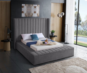 Meridian Furniture Kiki Grey Velvet Full Bed (3 Boxes)