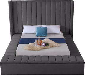 Meridian Furniture Kiki Grey Velvet Full Bed