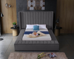 Meridian Furniture Kiki Grey Velvet King Bed
