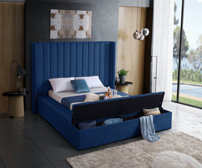 Meridian Furniture Kiki Navy Velvet Full Bed