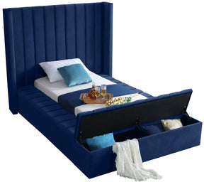 Meridian Furniture Kiki Navy Velvet Twin Bed