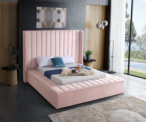 Meridian Furniture Kiki Pink Velvet King Bed
