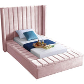 Meridian Furniture Kiki Pink Velvet Twin BedMeridian Furniture - Bed - Minimal And Modern - 1