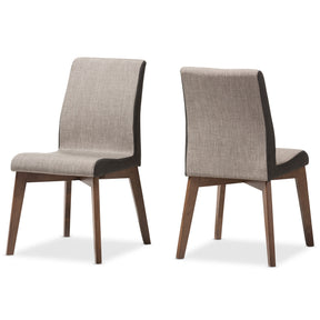 Baxton Studio Kimberly Mid-Century Modern Beige and Brown Fabric Dining Chair (Set of 2) Baxton Studio-dining chair-Minimal And Modern - 2