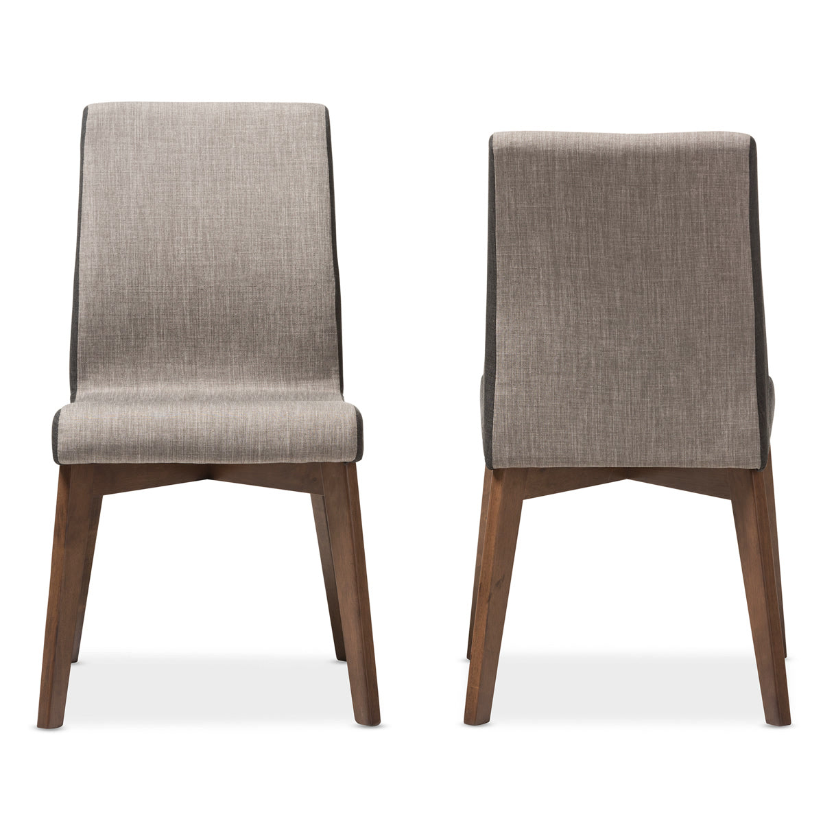 Baxton Studio Kimberly Mid-Century Modern Beige and Brown Fabric Dining Chair (Set of 2) Baxton Studio-dining chair-Minimal And Modern - 3